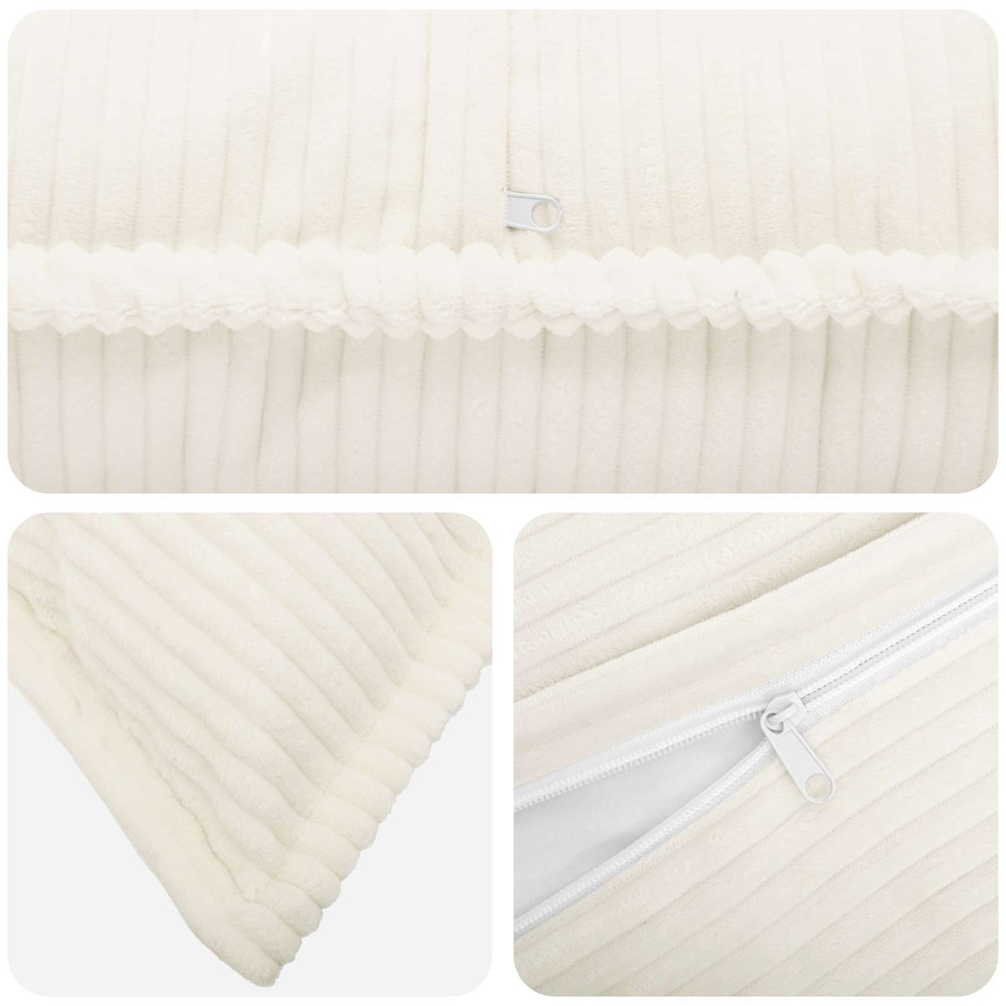 Cushion Cover 6 pcs HOUTEN Cream 50 x 50 cm Corduroy
