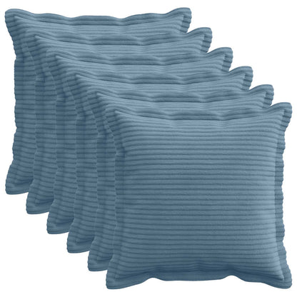 Cushion Cover 6 pcs HOUTEN Blue 50 x 50 cm Corduroy