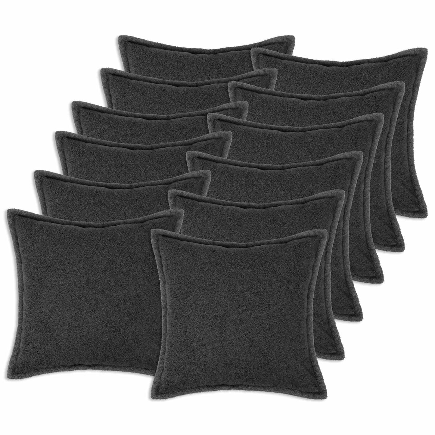 Cushion Cover 12 pcs HOUTEN Dark Grey 50 x 50 cm Bouclé
