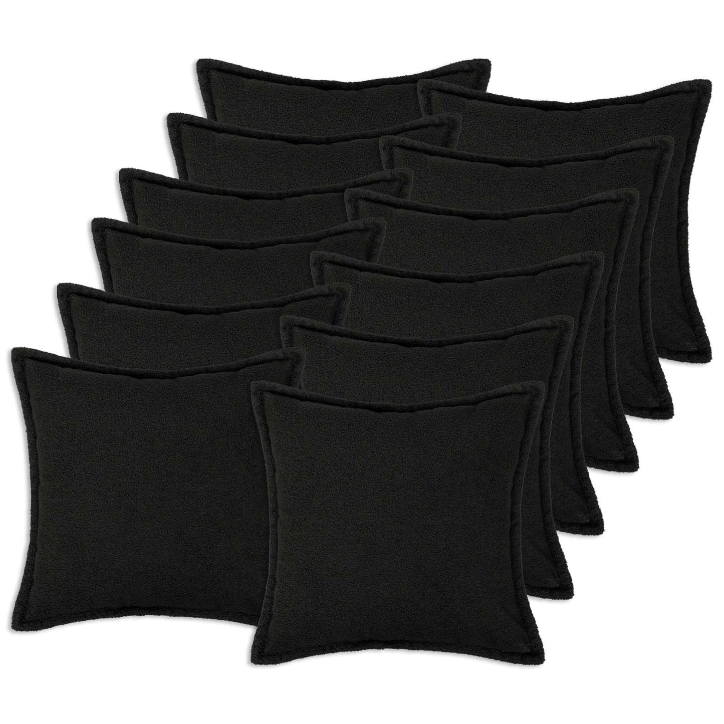 Cushion Cover 12 pcs HOUTEN Black 50 x 50 cm Bouclé