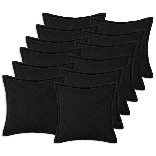 Cushion Cover 12 pcs HOUTEN Black 50 x 50 cm Bouclé