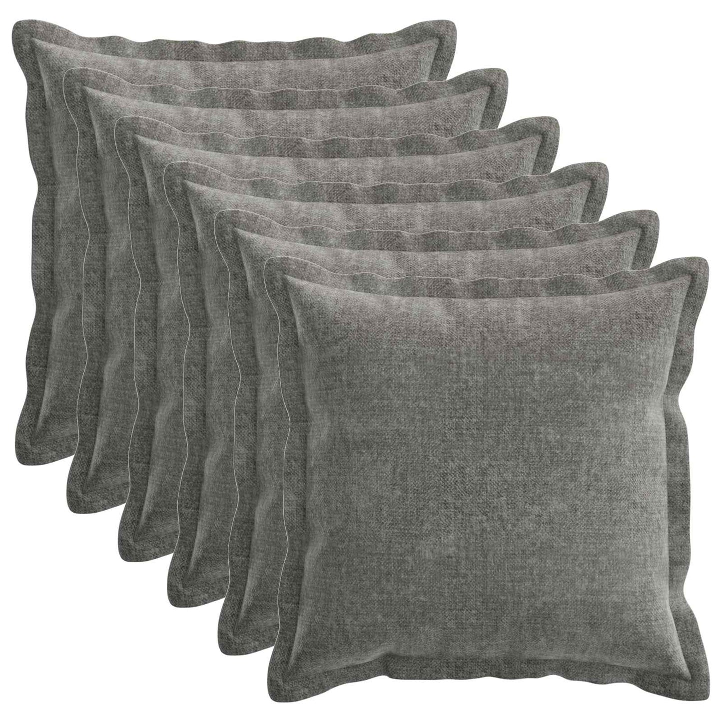 Cushion Cover 6 pcs HOUTEN Dark Grey 50 x 50 cm Chenille Fabric