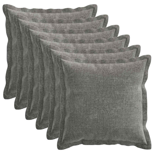Cushion Cover 6 pcs HOUTEN Dark Grey 50 x 50 cm Chenille Fabric