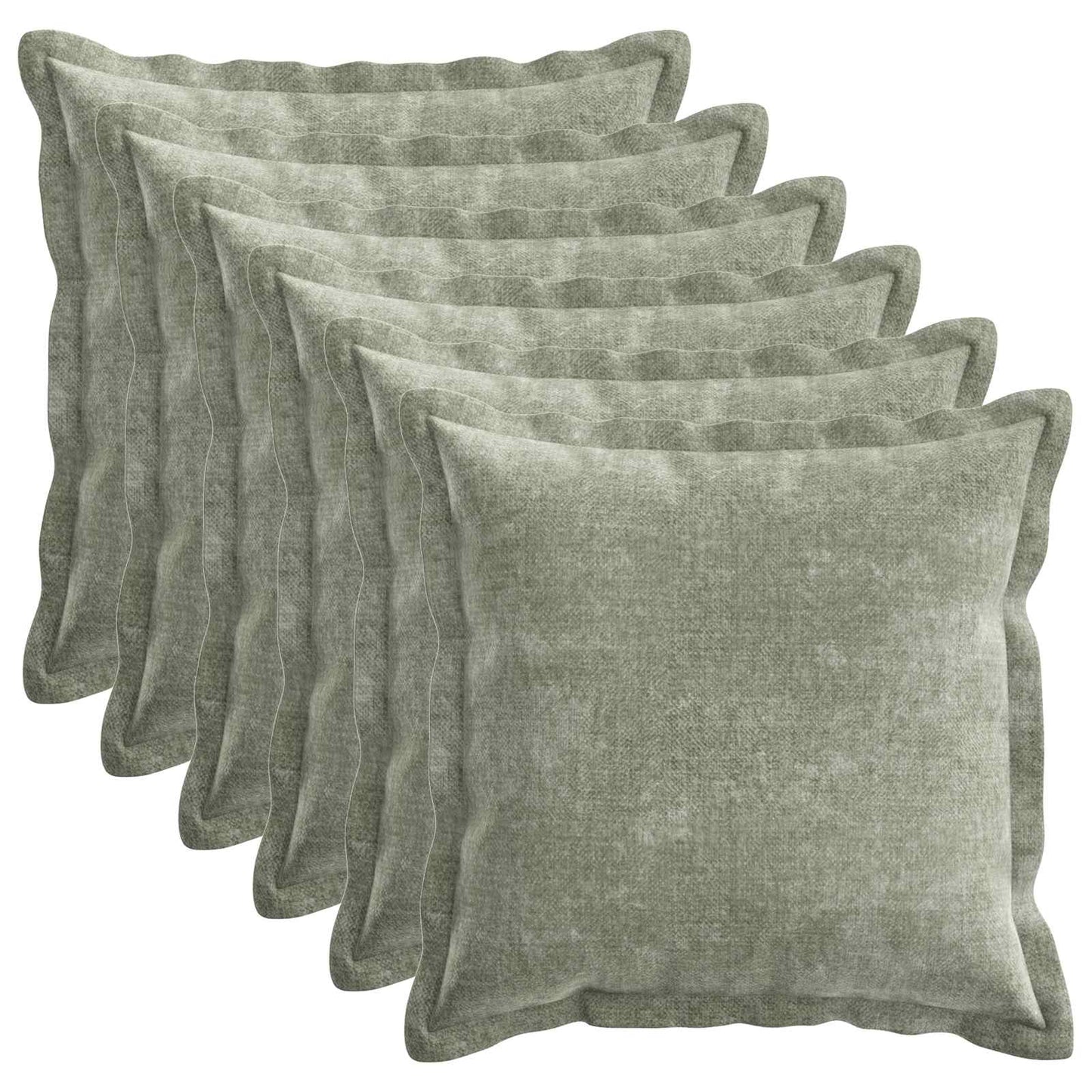 Cushion Cover 6 pcs HOUTEN Green 50 x 50 cm Chenille Fabric