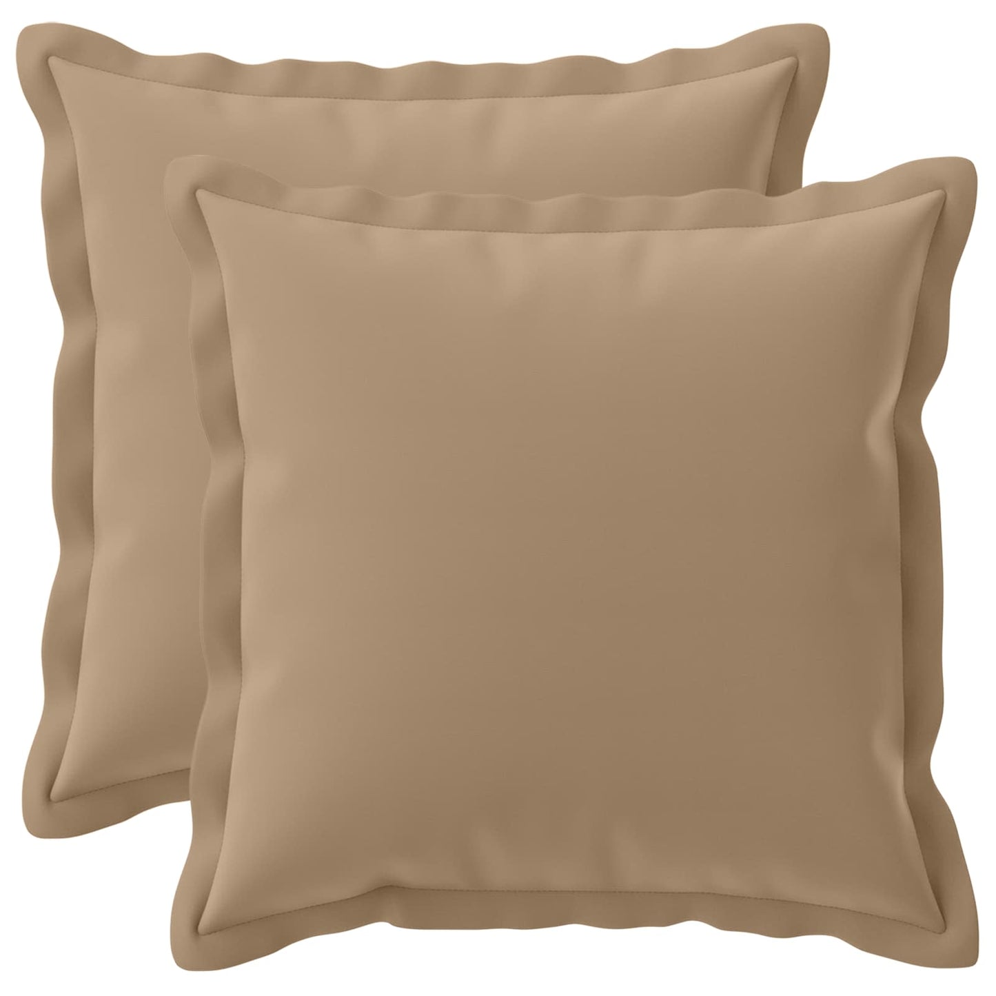 Cushion Cover 2 pcs HOUTEN Taupe 50 x 50 cm Polyester