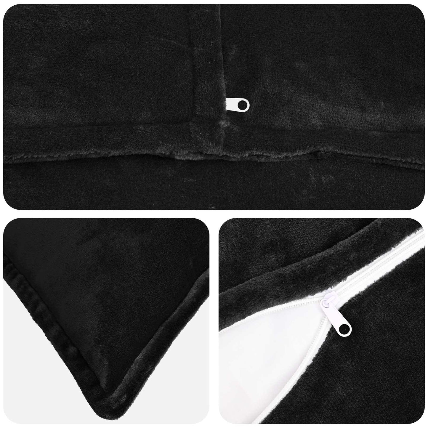 Cushion Cover 2 pcs HOUTEN Black 50 x 50 cm Flannel