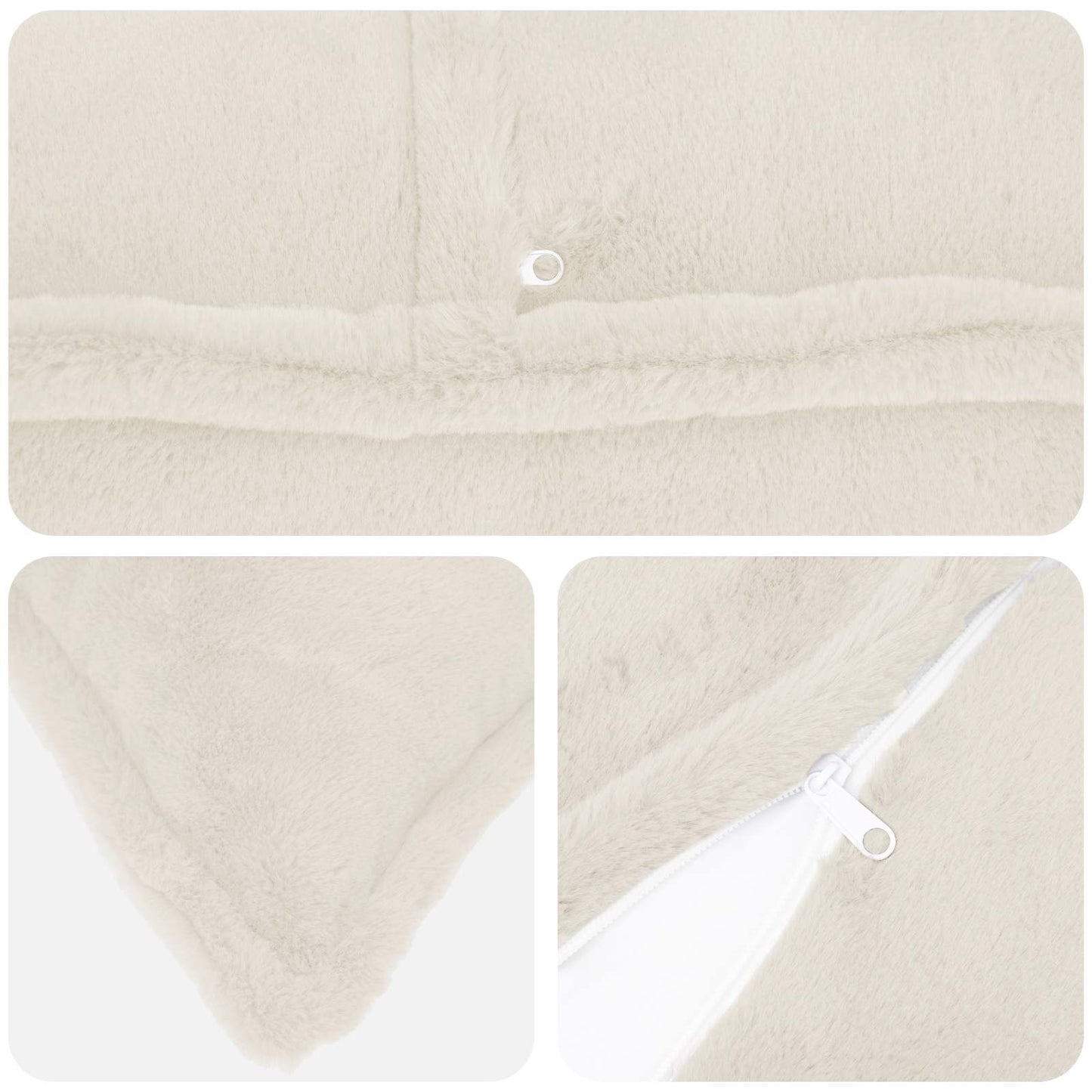 Cushion Cover 12 pcs HOUTEN White 50 x 50 cm Faux Rabbit Fur