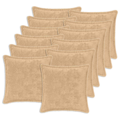 Cushion Cover 12 pcs HOUTEN Cream 50 x 50 cm Faux Rabbit Fur