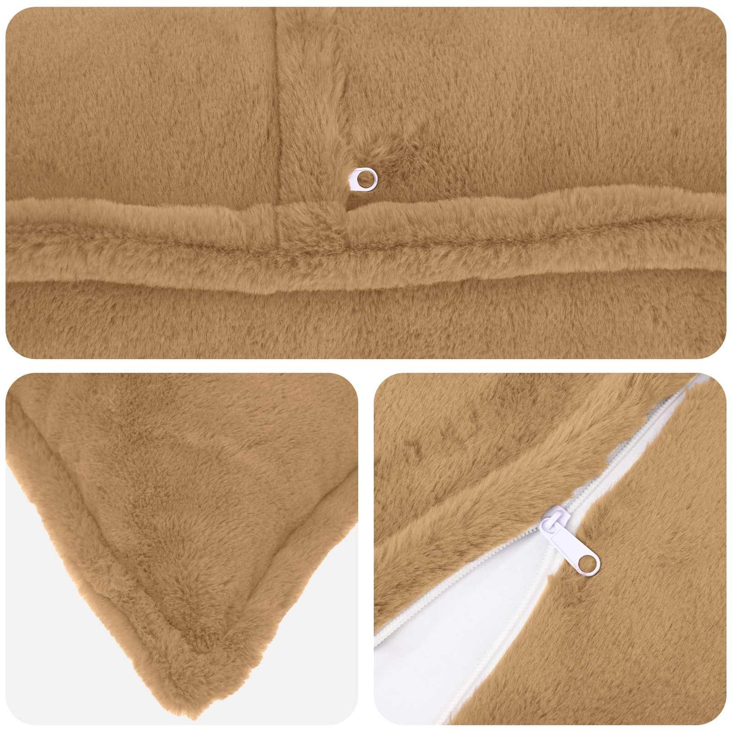 Cushion Cover 2 pcs HOUTEN Taupe 50 x 50 cm Faux Rabbit Fur