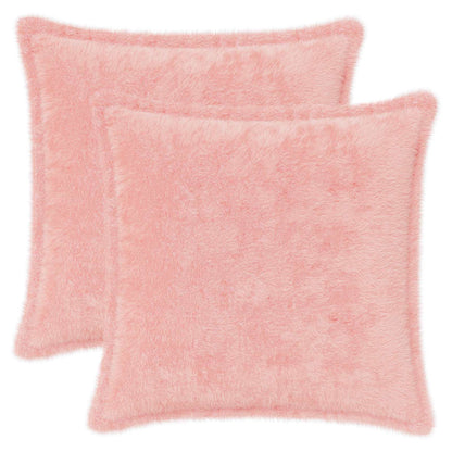 Cushion Cover 2 pcs HOUTEN Pink 50 x 50 cm Faux Rabbit Fur