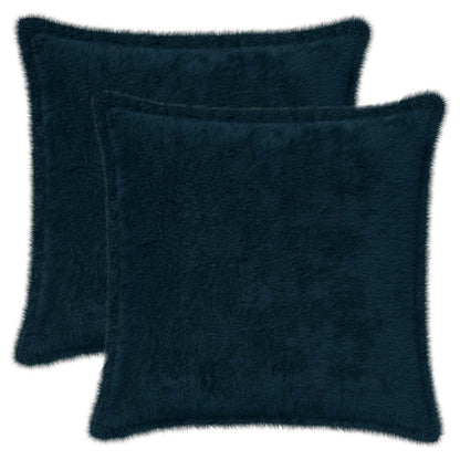 Cushion Cover 2 pcs HOUTEN Navy Blue 50 x 50 cm Faux Rabbit Fur
