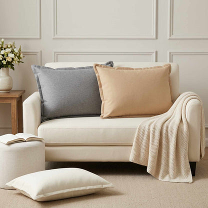 Throw Pillow 2 pcs HOUTEN White 50 x 70 cm Faux Linen