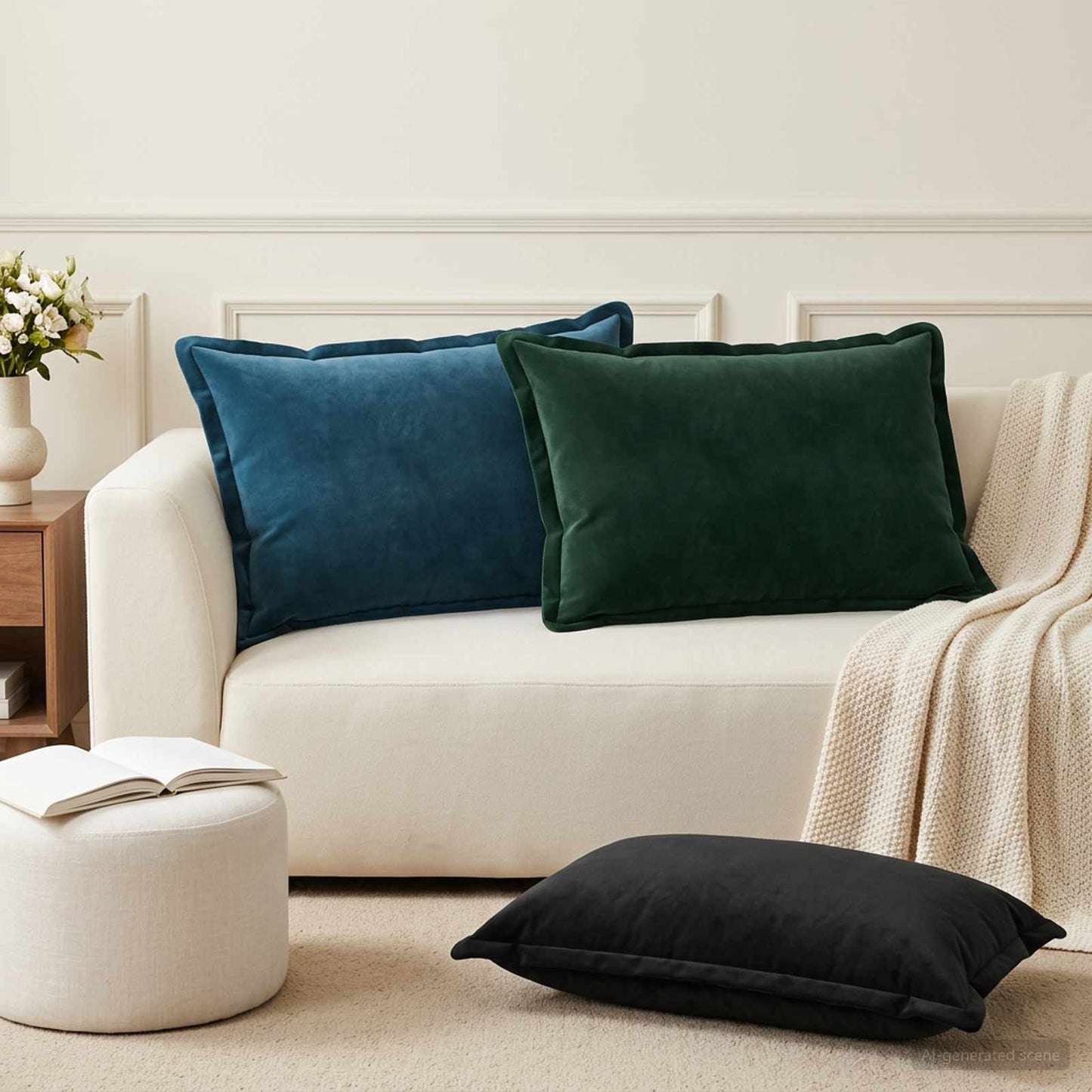 Cushion Cover 6 pcs HOUTEN Blue 50 x 75 cm Velvet