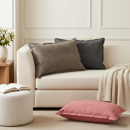 Cushion Cover 6 pcs HOUTEN Light Grey 50 x 70 cm Velvet