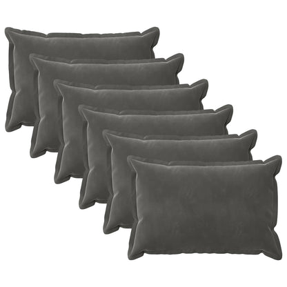 Cushion Cover 6 pcs HOUTEN Dark Grey 50 x 70 cm Velvet