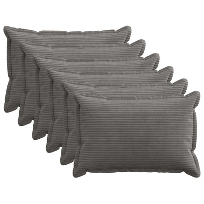 Cushion Cover 6 pcs HOUTEN Dark Grey 50 x 70 cm Corduroy