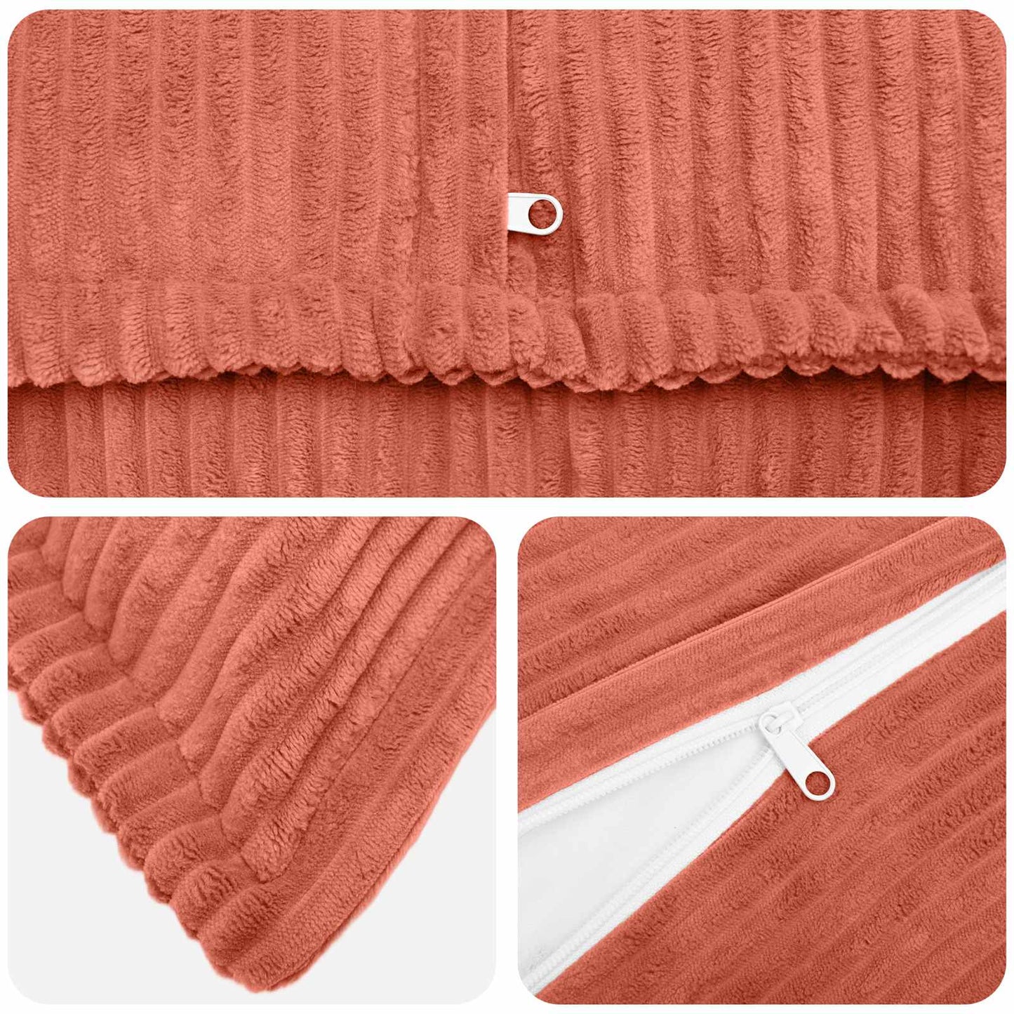 Cushion Cover 6 pcs HOUTEN Red Orange 50 x 70 cm Corduroy
