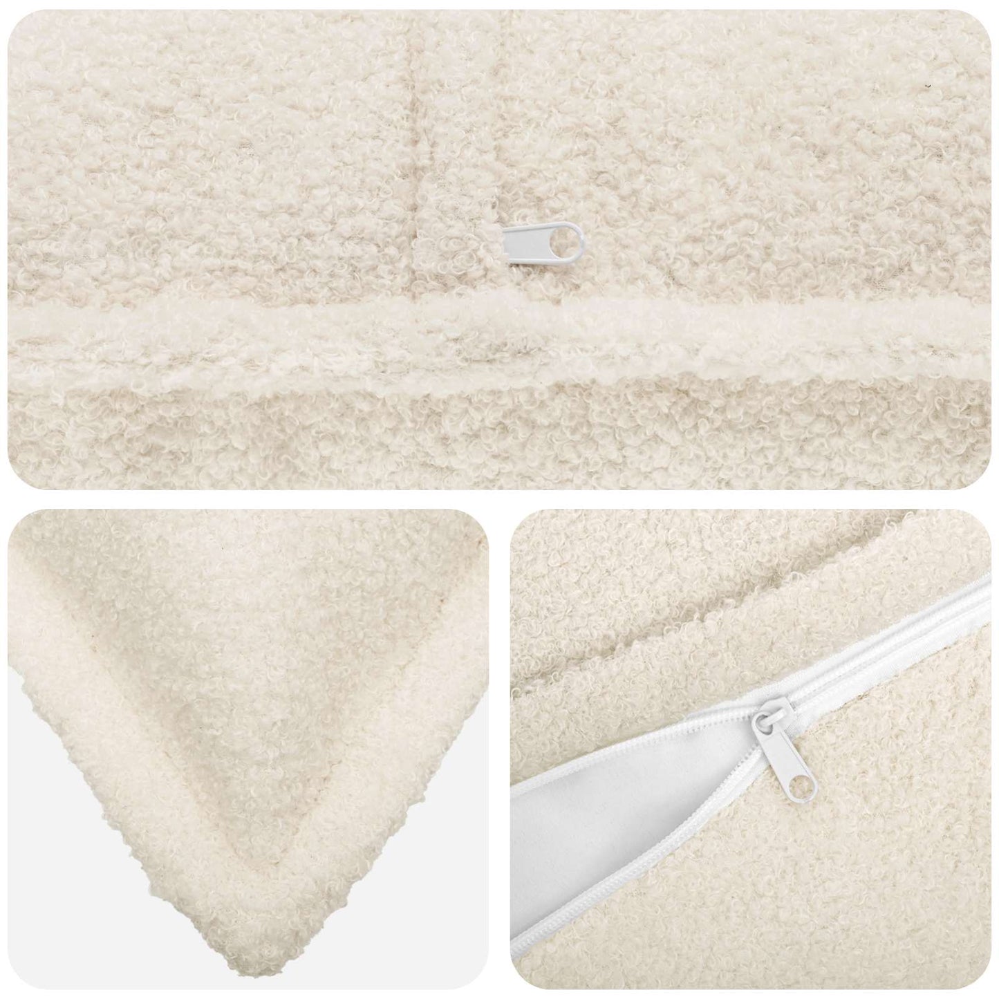 Cushion Cover 2 pcs HOUTEN Cream 50 x 70 cm Bouclé