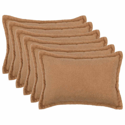 Cushion Cover 6 pcs HOUTEN Beige 50 x 70 cm Bouclé