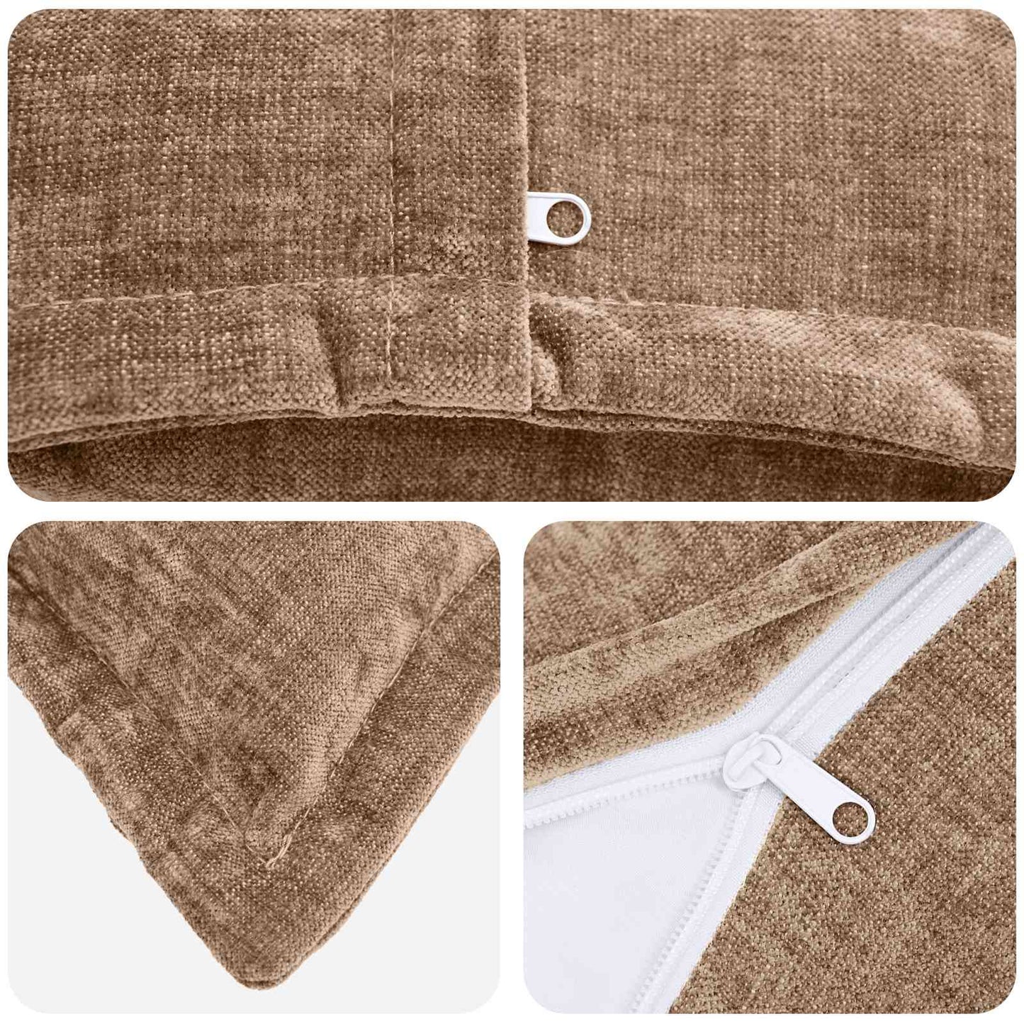 Cushion Cover 2 pcs HOUTEN Brown 50 x 70 cm Chenille Fabric