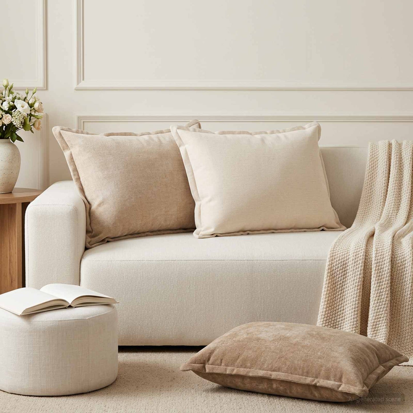 Cushion Cover 2 pcs HOUTEN Brown 50 x 70 cm Chenille Fabric