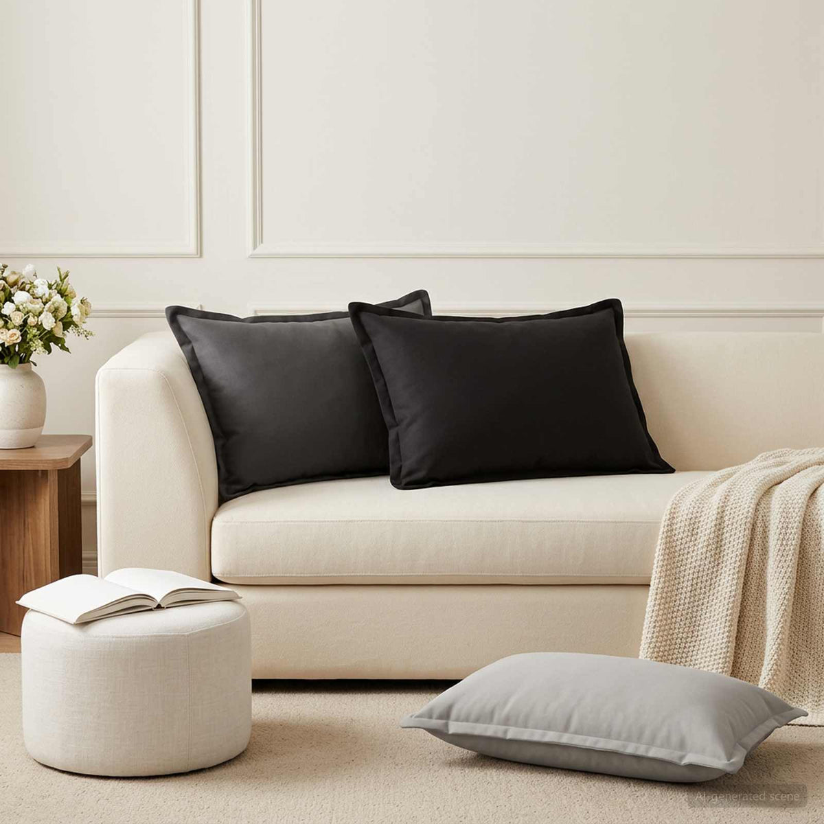 Throw Pillow 2 pcs HOUTEN Black 50 x 80 cm Polyester