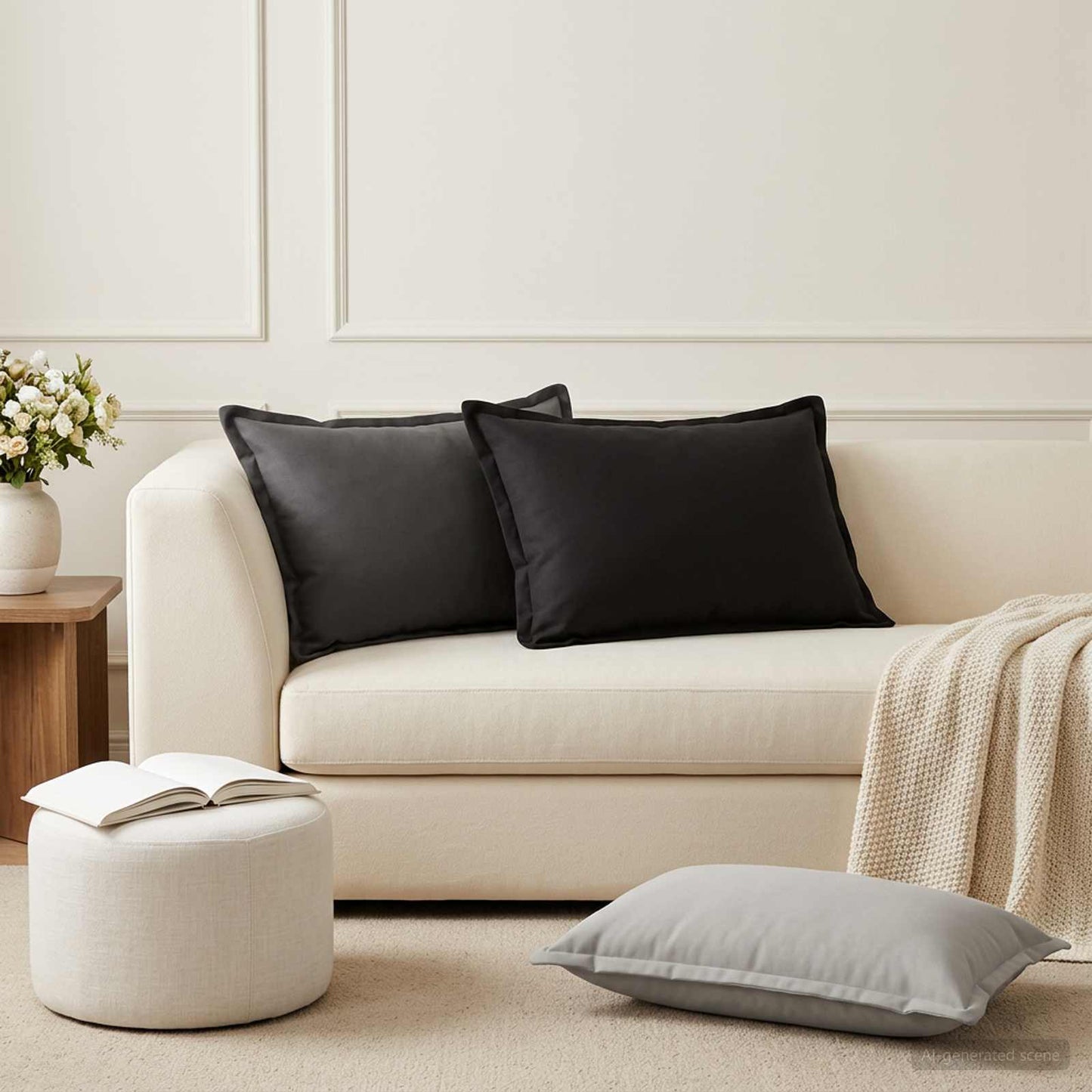 Cushion Cover 2 pcs HOUTEN Grey 50 x 70 cm Polyester