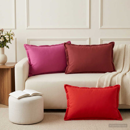 Cushion Cover 2 pcs HOUTEN Wine Red 50 x 80 cm Polyester