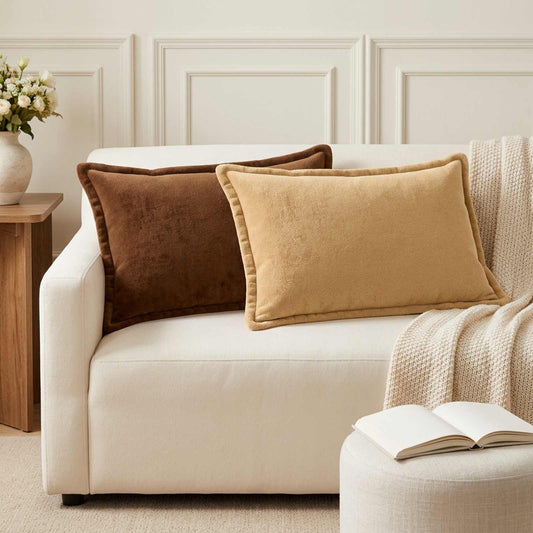 Cushion Cover 2 pcs HOUTEN Taupe 50 x 70 cm Flannel
