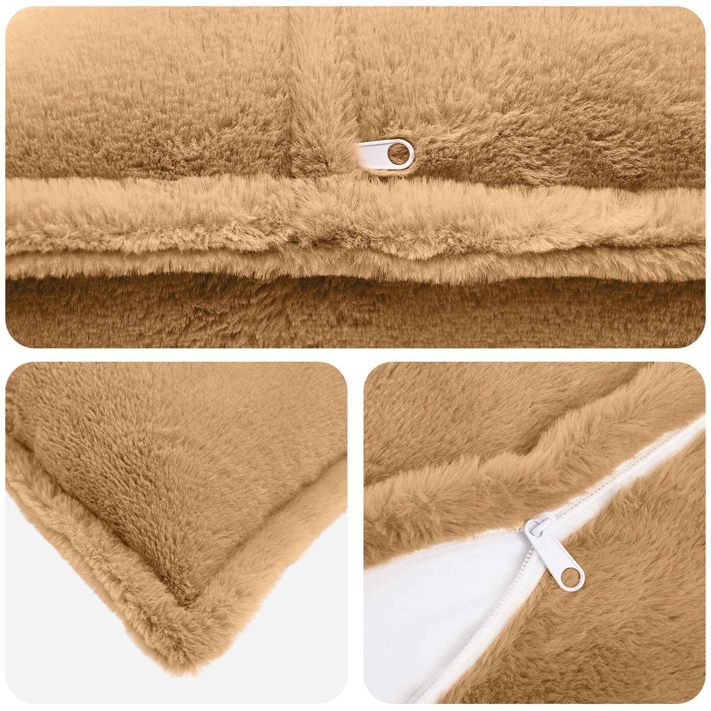 Cushion Cover 2 pcs HOUTEN Taupe 50 x 70 cm Faux Rabbit Fur
