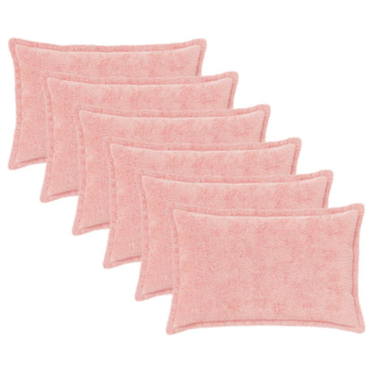 Cushion Cover 6 pcs HOUTEN Pink 50 x 70 cm Faux Rabbit Fur