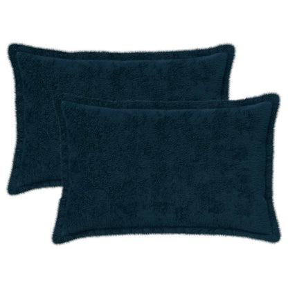 Cushion Cover 2 pcs HOUTEN Navy Blue 50 x 70 cm Faux Rabbit Fur