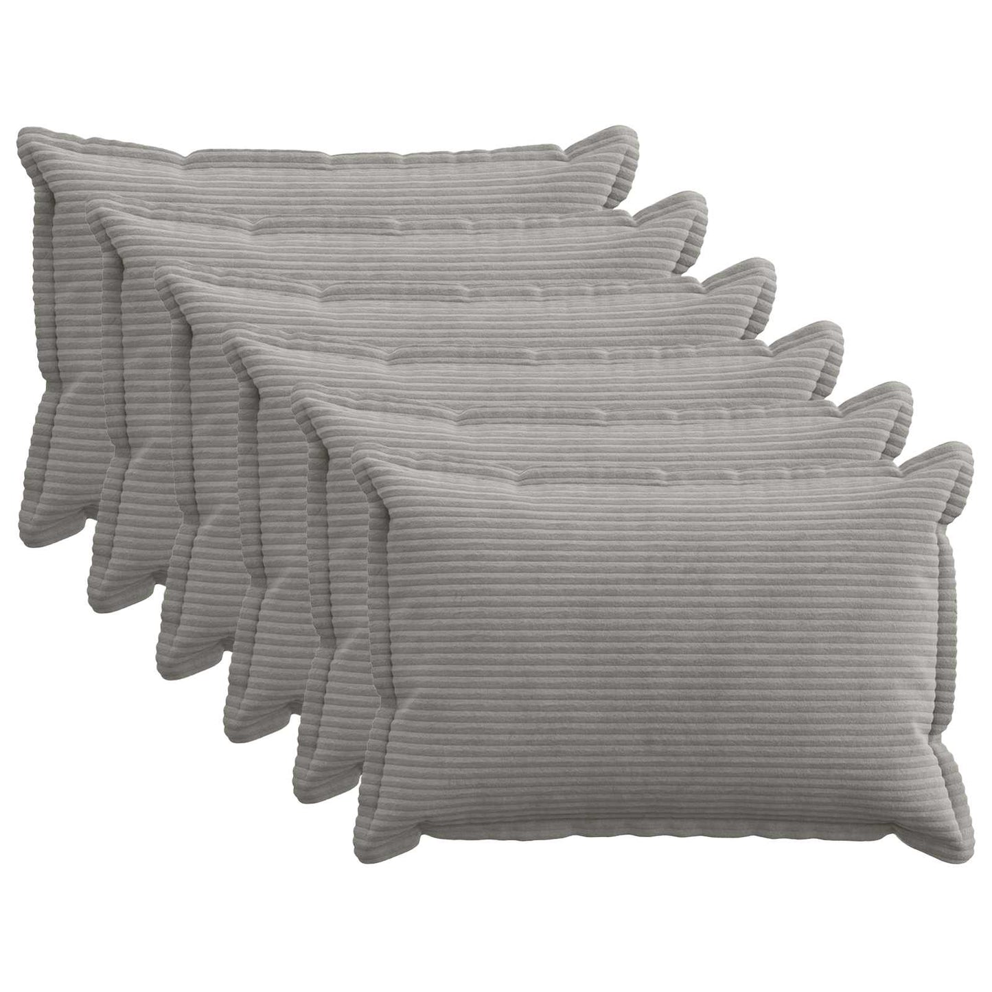 Cushion Cover 6 pcs HOUTEN Light Grey 50 x 75 cm Corduroy