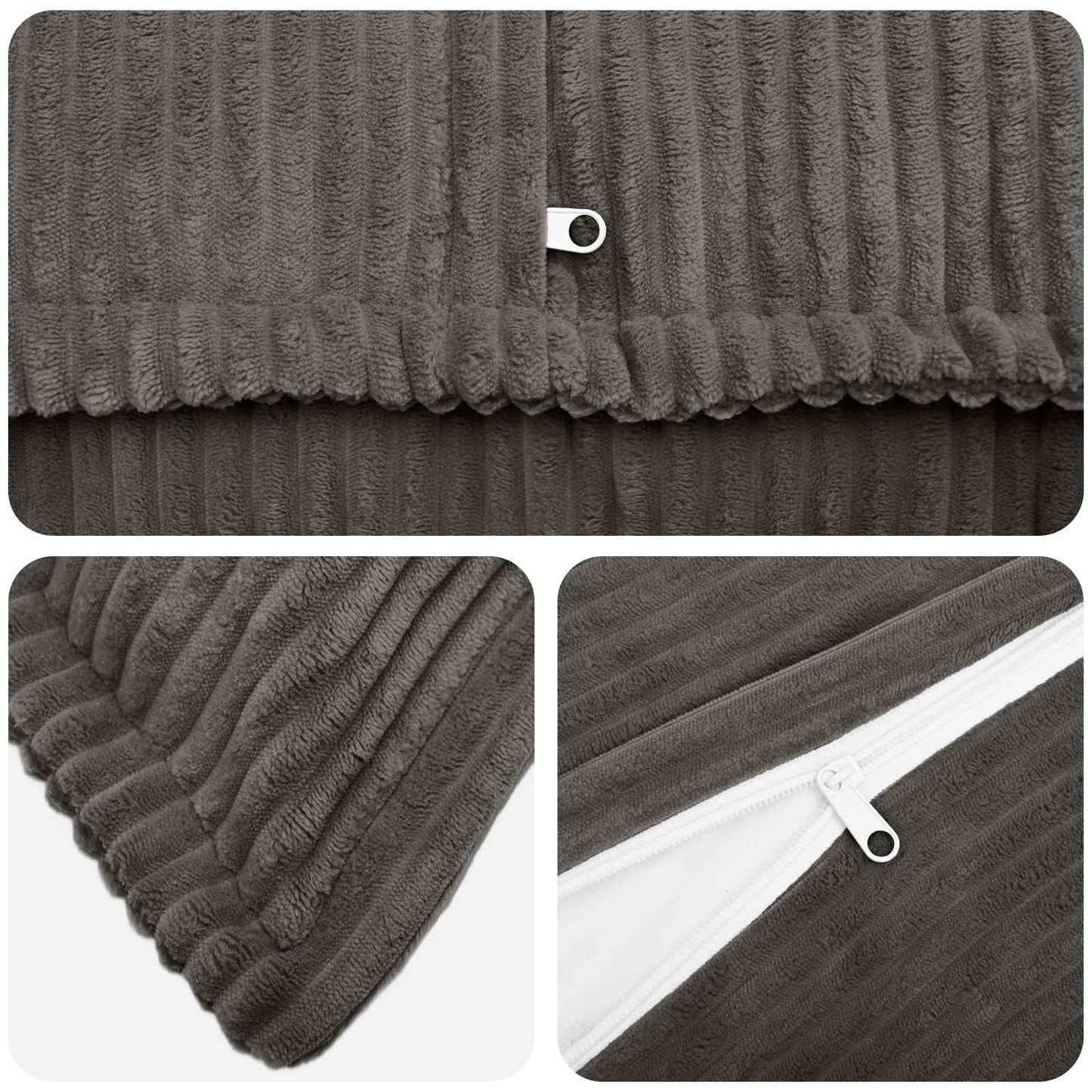 Cushion Cover 2 pcs HOUTEN Dark Grey 50 x 75 cm Corduroy