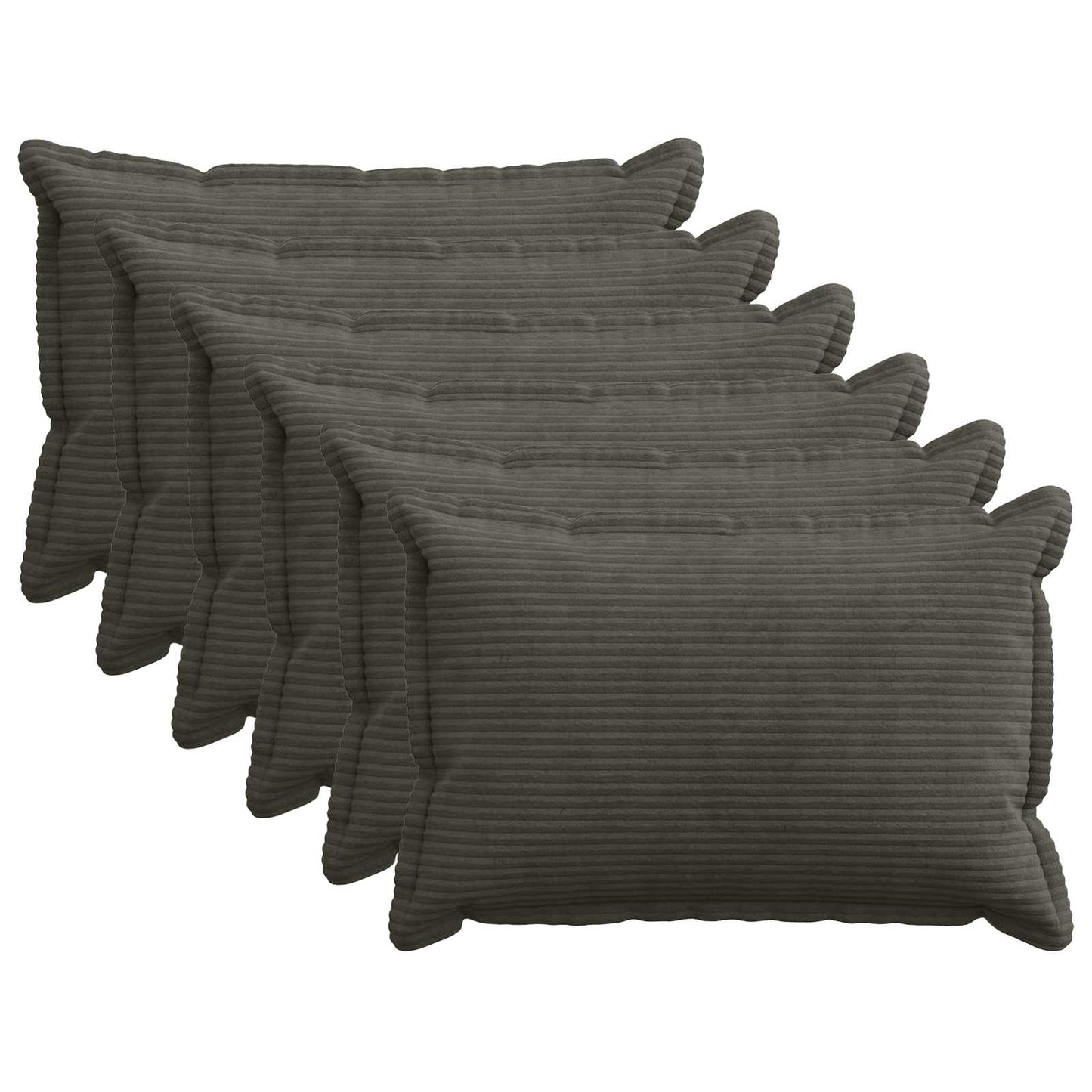 Cushion Cover 6 pcs HOUTEN Anthracite 50 x 75 cm Corduroy