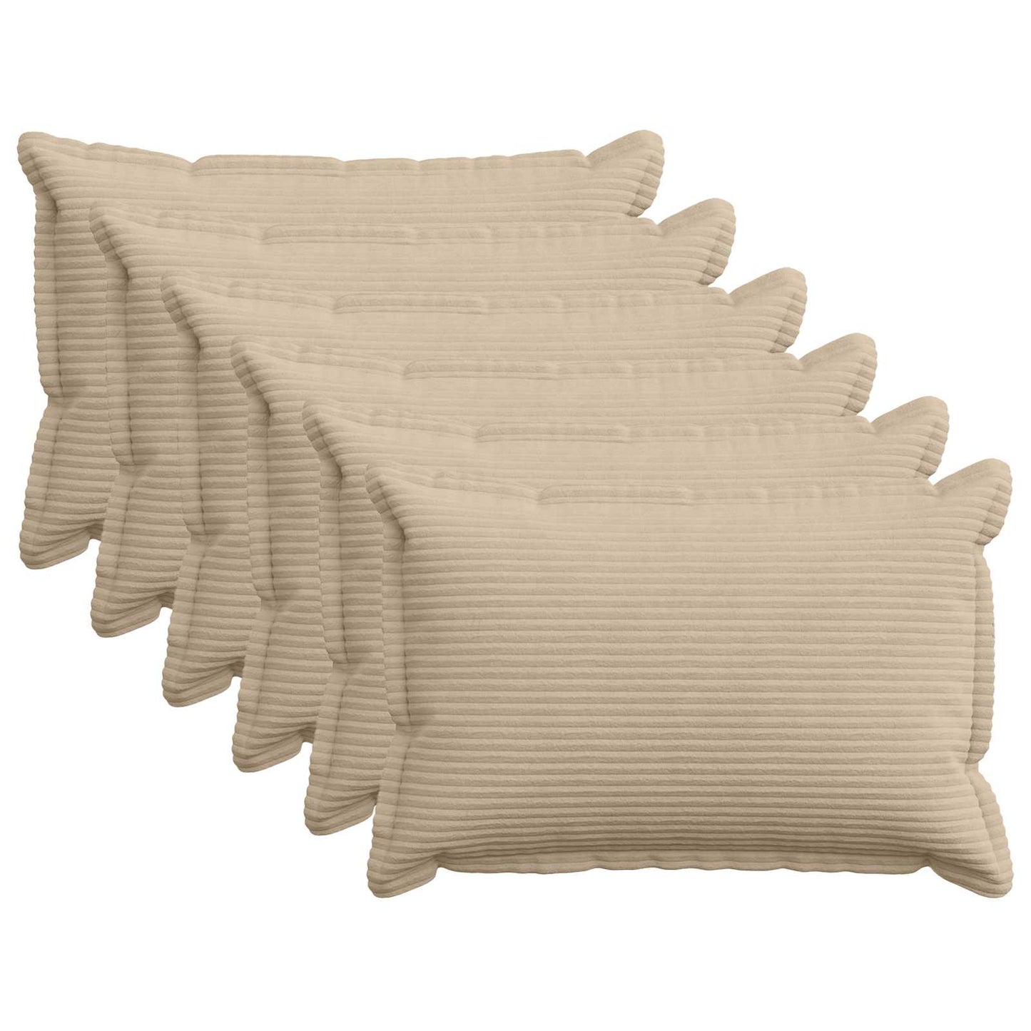 Cushion Cover 6 pcs HOUTEN Taupe 50 x 75 cm Corduroy