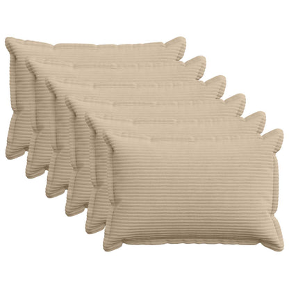 Cushion Cover 6 pcs HOUTEN Taupe 50 x 75 cm Corduroy