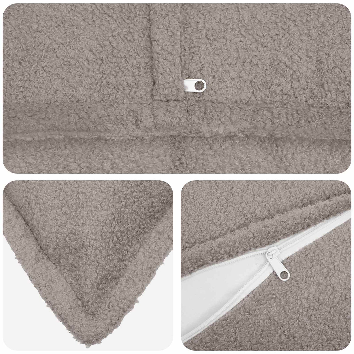 Cushion Cover 6 pcs HOUTEN Light Grey 50 x 75 cm Bouclé