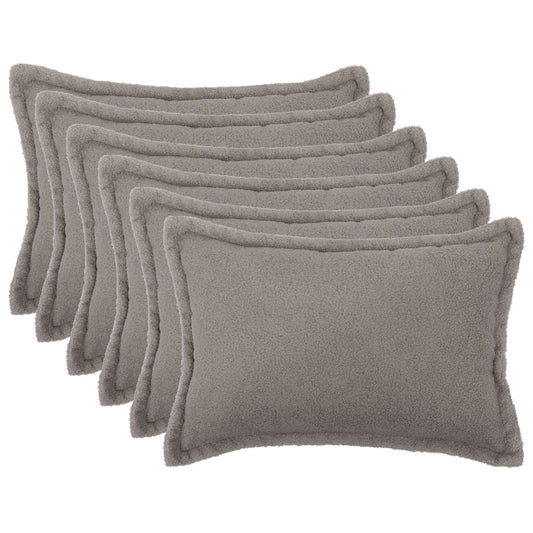 Cushion Cover 6 pcs HOUTEN Light Grey 50 x 75 cm Bouclé
