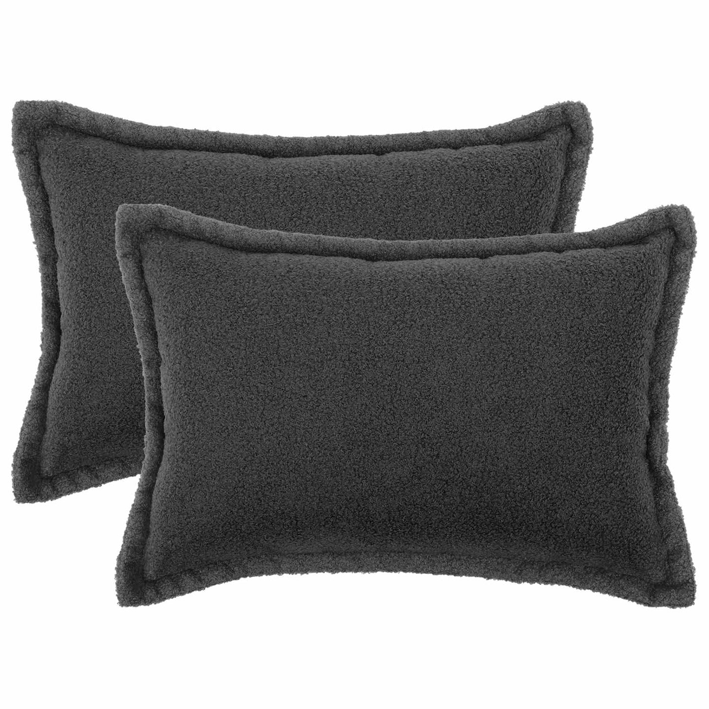 Cushion Cover 2 pcs HOUTEN Dark Grey 50 x 75 cm Bouclé
