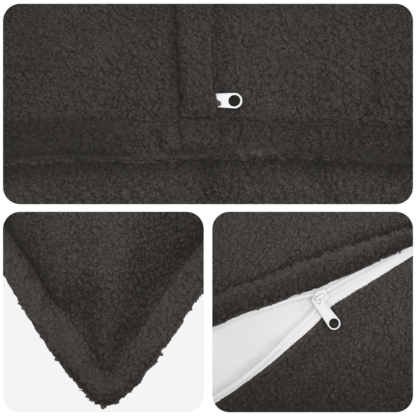 Cushion Cover 6 pcs HOUTEN Dark Grey 50 x 75 cm Bouclé