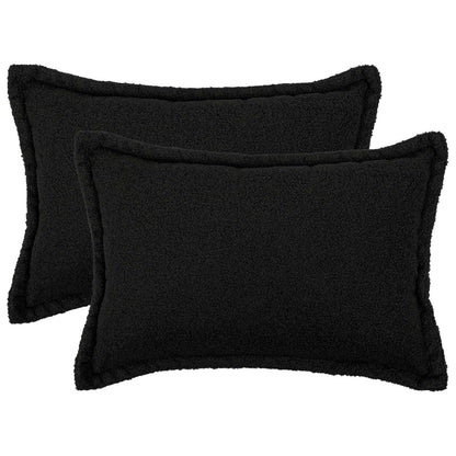 Cushion Cover 2 pcs HOUTEN Black 50 x 75 cm Bouclé