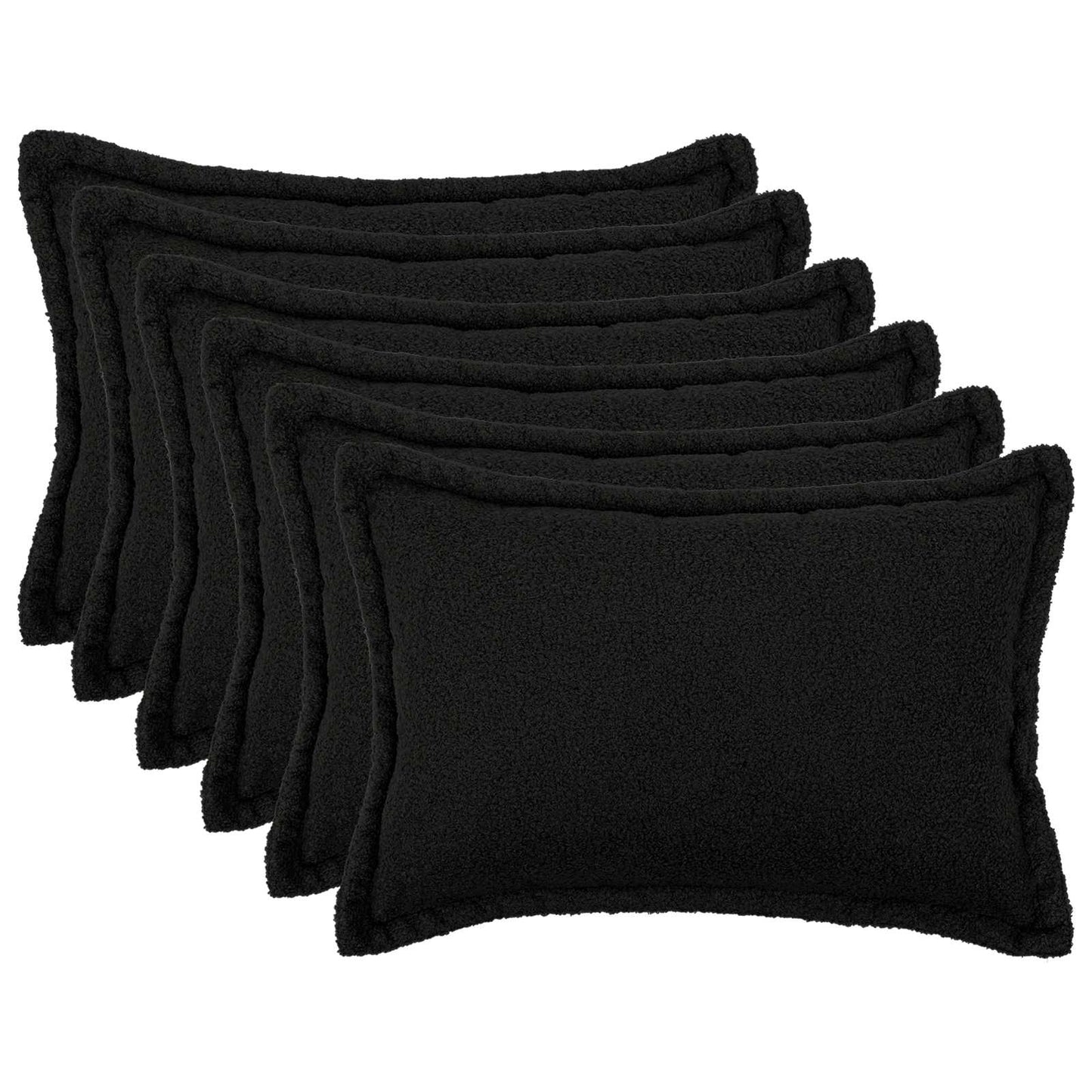 Cushion Cover 6 pcs HOUTEN Black 50 x 75 cm Bouclé