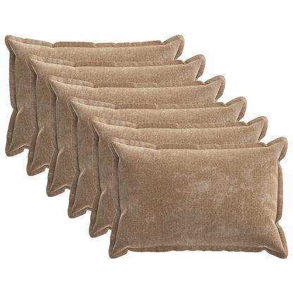 Cushion Cover 6 pcs HOUTEN Brown 50 x 75 cm Chenille Fabric