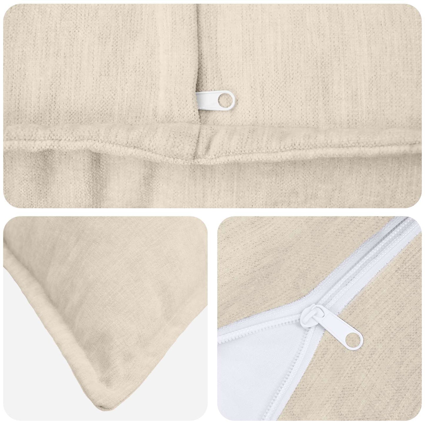 Cushion Cover 6 pcs HOUTEN Cream 50 x 75 cm Chenille Fabric