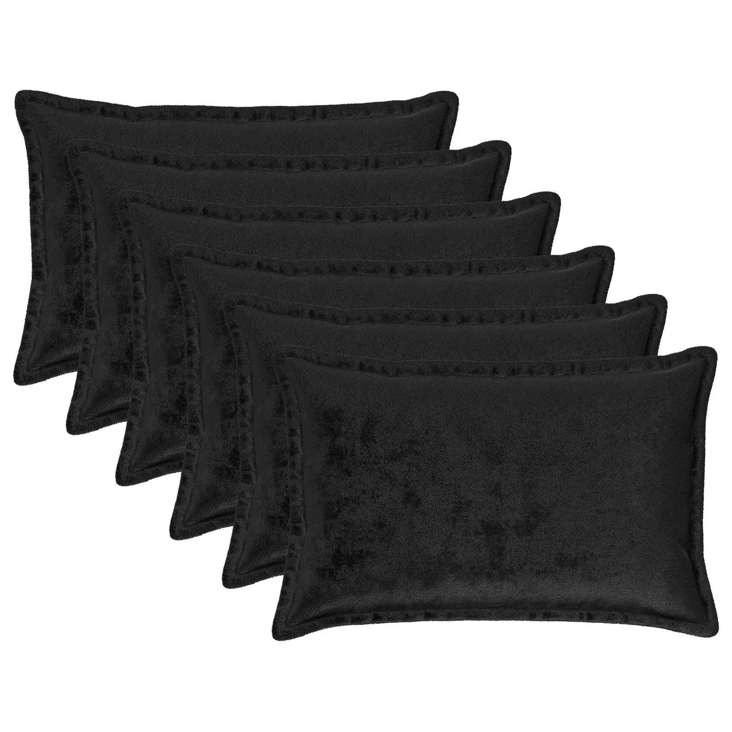 Cushion Cover 6 pcs HOUTEN Black 50 x 75 cm Flannel