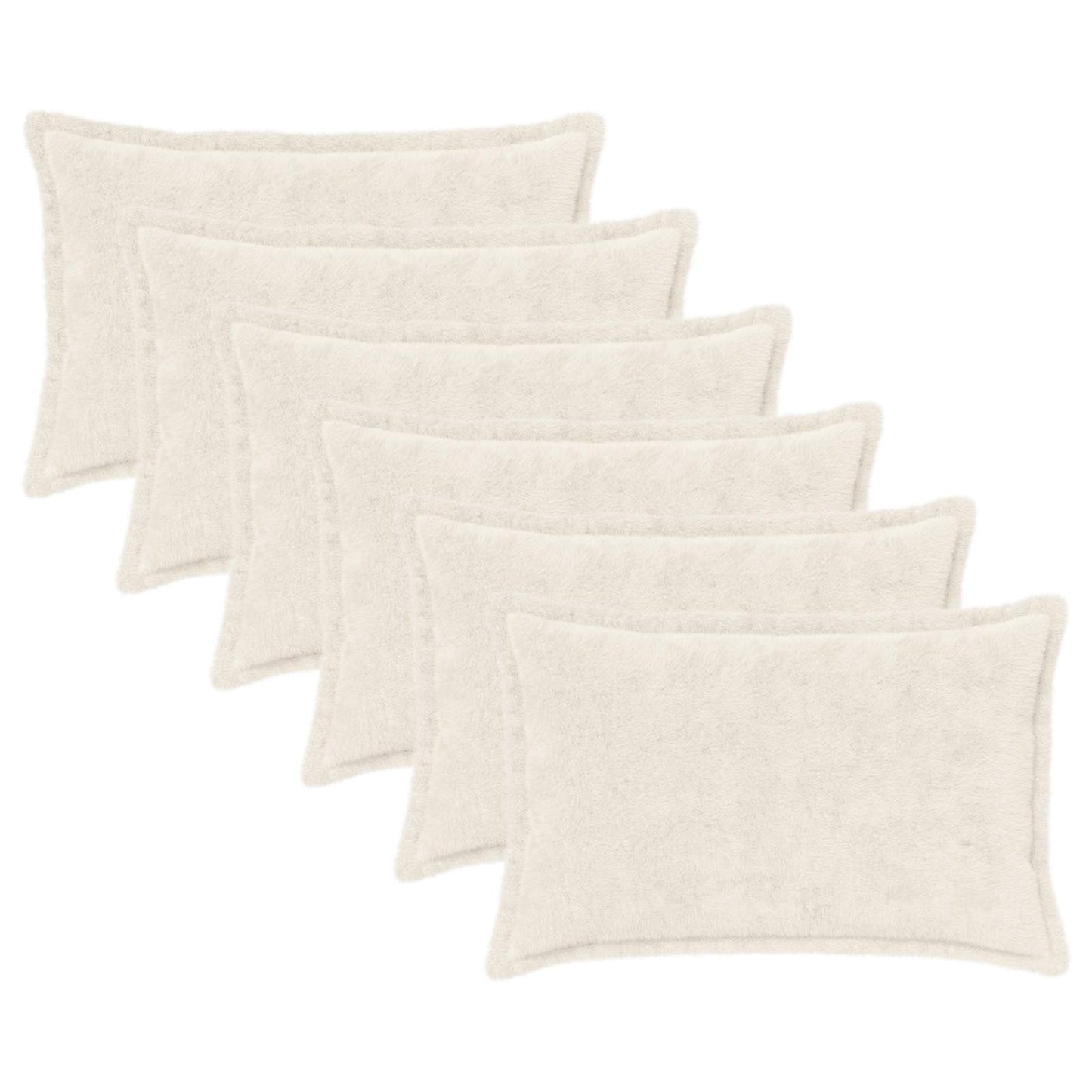 Cushion Cover 6 pcs HOUTEN White 50 x 75 cm Faux Rabbit Fur