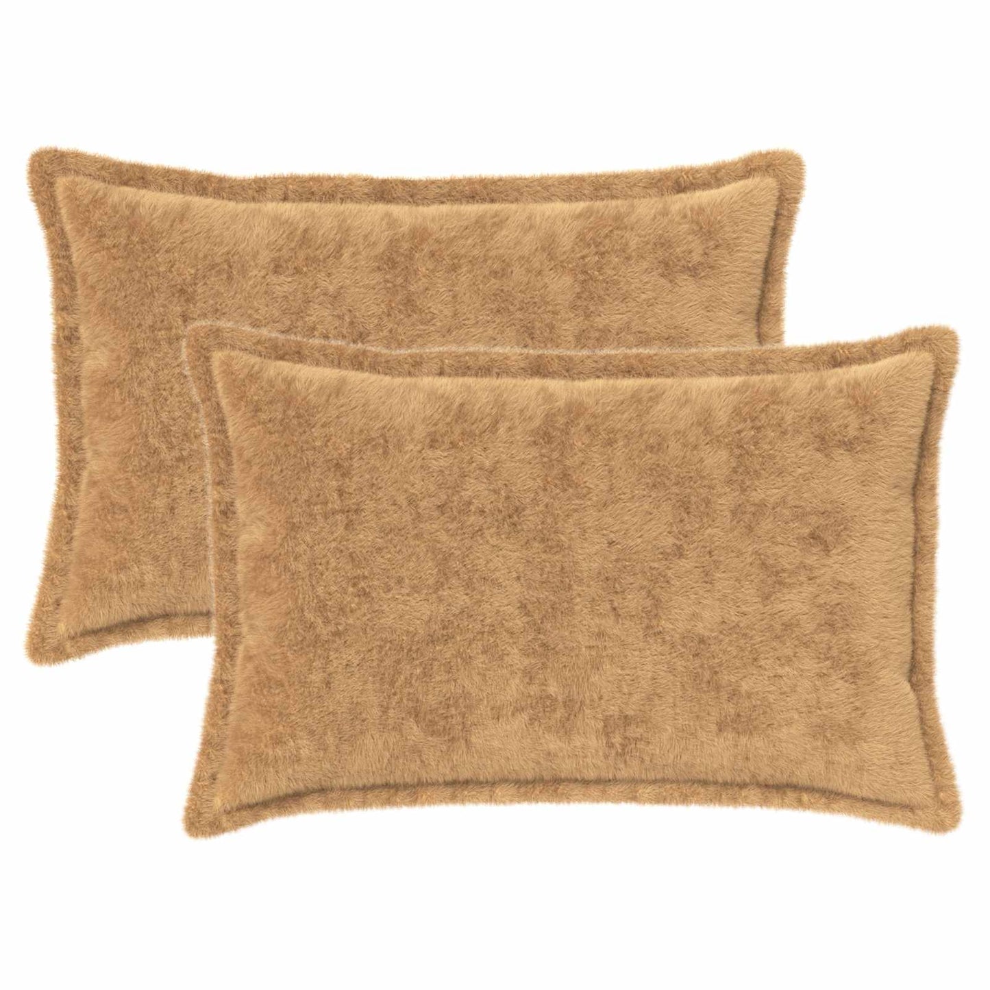 Cushion Cover 2 pcs HOUTEN Taupe 50 x 75 cm Faux Rabbit Fur