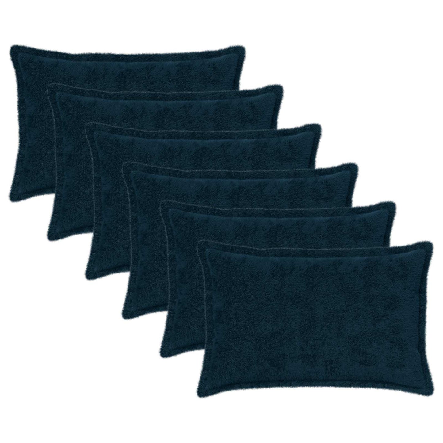 Cushion Cover 6 pcs HOUTEN Navy Blue 50 x 75 cm Faux Rabbit Fur