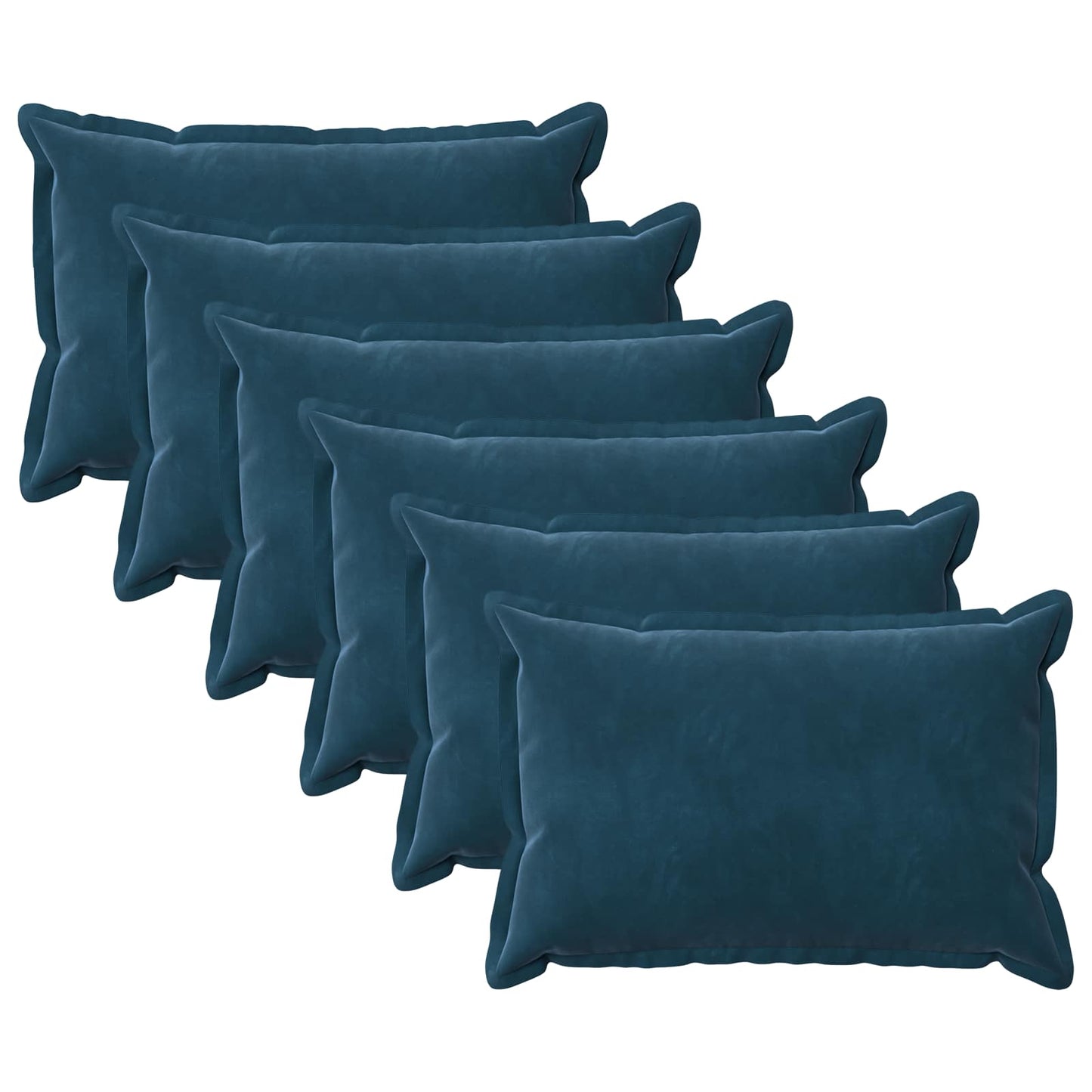 Cushion Cover 6 pcs HOUTEN Blue 50 x 80 cm Velvet